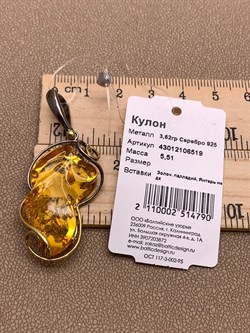 *Кулон Янтарь арт. 43012106519-790, (Вес 5,51г) - фото 315671 *Кулон Янтарь арт. 43012106519-790, (Вес 5,51г) - фото 315671