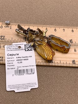 *Серьги Янтарь арт. 43022119520-625 (Вес 12,55 г) - фото 315686 *Серьги Янтарь арт. 43022119520-625 (Вес 12,55 г) - фото 315686