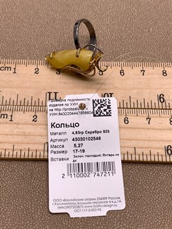 *Кольцо р.17 Янтарь арт. 43030102546-604 (Вес 5,27г) - фото 315864 *Кольцо р.17 Янтарь арт. 43030102546-604 (Вес 5,27г) - фото 315864