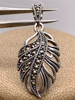 *Подвеска Лист Марказит арт HP0910-132 вес 3,15 г - фото 315918 *Подвеска Лист Марказит арт HP0910-132 вес 3,15 г - фото 315918