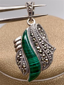 *Подвеска Марказит Малахит арт. П 509-212 вес 3,91 г - фото 316052 *Подвеска Марказит Малахит арт. П 509-212 вес 3,91 г - фото 316052