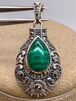 *Подвеска Марказит Малахит арт. П 927-700 вес 6,33 г - фото 316113