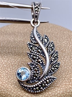 *Подвеска Микс Марказит Голубой Топаз арт. HP0001SP-Топаз-418 вес 3,36 г - фото 316157 *Подвеска Микс Марказит Голубой Топаз арт. HP0001SP-Топаз-418 вес 3,36 г - фото 316157