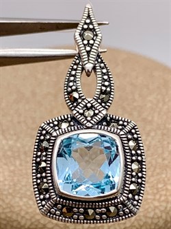 *Подвеска Марказит Голубой Топаз арт. HP776-Топаз-675 вес 4,13 г - фото 316184