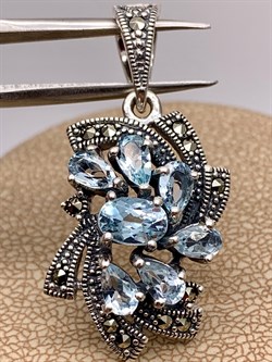 *Подвеска Марказит Голубой Топаз арт. HP818-Топаз-334 вес 4,65 г - фото 316198