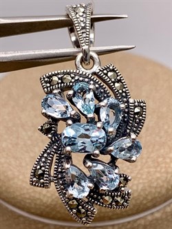 *Подвеска Марказит Голубой Топаз арт. HP818-Топаз-334 вес 4,65 г - фото 316200