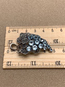 *Подвеска Виноградная Гроздь Марказит Голубой Топаз арт. HP616-Топаз-145 вес 11.73 г - фото 316254 *Подвеска Виноградная Гроздь Марказит Голубой Топаз арт. HP616-Топаз-145 вес 11.73 г - фото 316254