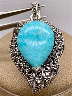 *Подвеска Марказит Амазонит арт. П 245-004 вес 10,82 г - фото 316505 *Подвеска Марказит Амазонит арт. П 245-004 вес 10,82 г - фото 316505