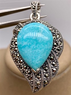 *Подвеска Марказит Амазонит арт. П 245-004 вес 10,82 г - фото 316508 *Подвеска Марказит Амазонит арт. П 245-004 вес 10,82 г - фото 316508