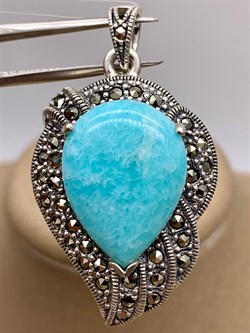 *Подвеска Марказит Амазонит арт. П 245-004 вес 10,82 г - фото 316509 *Подвеска Марказит Амазонит арт. П 245-004 вес 10,82 г - фото 316509