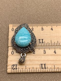 *Подвеска Марказит Амазонит арт. П 245-004 вес 10,82 г - фото 316512 *Подвеска Марказит Амазонит арт. П 245-004 вес 10,82 г - фото 316512