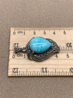 *Подвеска Марказит Амазонит арт. П 245-004 вес 10,82 г - фото 316513 *Подвеска Марказит Амазонит арт. П 245-004 вес 10,82 г - фото 316513