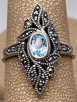 *Кольцо р.19 Микс Марказит Голубой Топаз арт. HR1694-127 вес 5,15 г - фото 316552 *Кольцо р.19 Микс Марказит Голубой Топаз арт. HR1694-127 вес 5,15 г - фото 316552