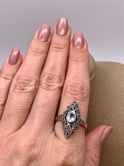 *Кольцо р.19 Микс Марказит Голубой Топаз арт. HR1694-127 вес 5,15 г - фото 316553 *Кольцо р.19 Микс Марказит Голубой Топаз арт. HR1694-127 вес 5,15 г - фото 316553