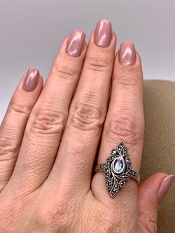 *Кольцо р.18 Микс Марказит Голубой Топаз арт. HR1694-110 вес 5,04 г - фото 316565 *Кольцо р.18 Микс Марказит Голубой Топаз арт. HR1694-110 вес 5,04 г - фото 316565