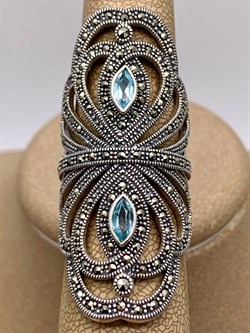 *Кольцо р.17 Микс Марказит Голубой Топаз арт. HR846-278 вес 15,89 г - фото 316576 *Кольцо р.17 Микс Марказит Голубой Топаз арт. HR846-278 вес 15,89 г - фото 316576