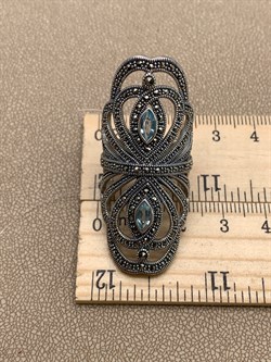 *Кольцо р.18 Микс Марказит Голубой Топаз арт. HR846-285 вес 15,04 г - фото 316586 *Кольцо р.18 Микс Марказит Голубой Топаз арт. HR846-285 вес 15,04 г - фото 316586