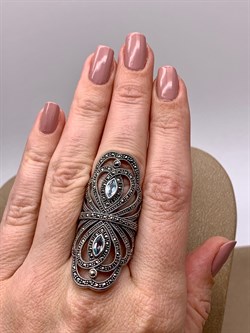 *Кольцо р.18 Микс Марказит Голубой Топаз арт. HR846-285 вес 15,04 г - фото 316590 *Кольцо р.18 Микс Марказит Голубой Топаз арт. HR846-285 вес 15,04 г - фото 316590