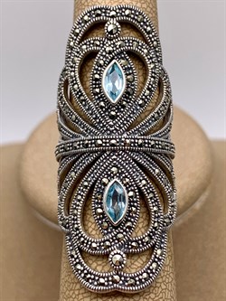 *Кольцо р.18 Микс Марказит Голубой Топаз арт. HR846-285 вес 15,04 г - фото 316591 *Кольцо р.18 Микс Марказит Голубой Топаз арт. HR846-285 вес 15,04 г - фото 316591