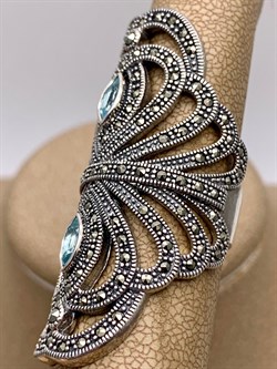 *Кольцо р.18 Микс Марказит Голубой Топаз арт. HR846-285 вес 15,04 г - фото 316593 *Кольцо р.18 Микс Марказит Голубой Топаз арт. HR846-285 вес 15,04 г - фото 316593