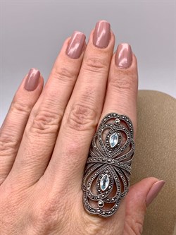 *Кольцо р.18 Микс Марказит Голубой Топаз арт. HR846-285 вес 15,04 г - фото 316598 *Кольцо р.18 Микс Марказит Голубой Топаз арт. HR846-285 вес 15,04 г - фото 316598