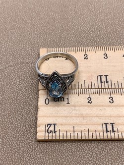 *Кольцо р.17,5 Микс Марказит Голубой Топаз арт. HR1414SP-855 вес 3,96 г - фото 316641