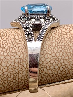 *Кольцо р.17,5 Микс Марказит Голубой Топаз арт. HR1414SP-855 вес 3,96 г - фото 316644