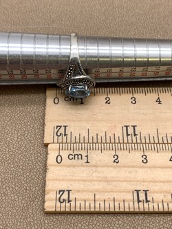 *Кольцо р.17,5 Микс Марказит Голубой Топаз арт. HR1414SP-855 вес 3,96 г - фото 316648