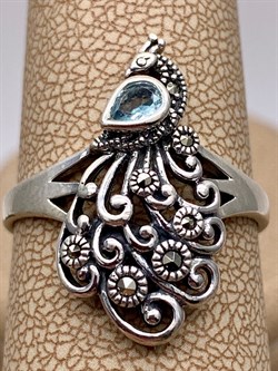 *Кольцо р.18 Жар Птица Марказит Голубой Топаз арт. HR1713-196 вес 4,54 г - фото 316697 *Кольцо р.18 Жар Птица Марказит Голубой Топаз арт. HR1713-196 вес 4,54 г - фото 316697