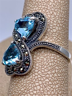 *Кольцо р.17 Сердце Бесконечность Микс Марказит Голубой Топаз арт. HR1052-172 вес 4,92 г - фото 316725 *Кольцо р.17 Сердце Бесконечность Микс Марказит Голубой Топаз арт. HR1052-172 вес 4,92 г - фото 316725