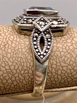 *Кольцо р.19 Марказит Голубой Топаз арт. HR978-402 вес 5,37 г - фото 316738