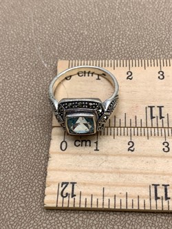*Кольцо р.19 Марказит Голубой Топаз арт. HR978-402 вес 5,37 г - фото 316744