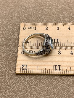 *Кольцо р.19 Марказит Голубой Топаз арт. HR978-402 вес 5,37 г - фото 316745