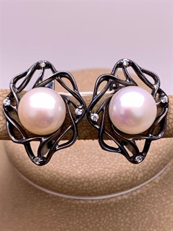 *Серьги Белый Жемчуг д.10*10,5мм арт. 2.0759.0.b-433 Вес 7,38 г - фото 316803 *Серьги Белый Жемчуг д.10*10,5мм арт. 2.0759.0.b-433 Вес 7,38 г - фото 316803