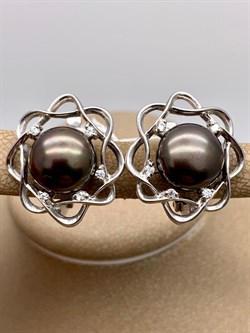 *Серьги Черный Жемчуг д.10,5*11мм арт. 2.0758.0.b-556 Вес 7,86 г - фото 316804