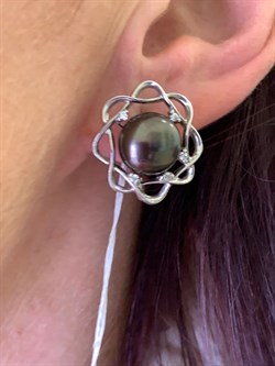 *Серьги Черный Жемчуг д.10,5*11мм арт. 2.0758.0.b-556 Вес 7,86 г - фото 316806