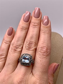 *Кольцо р.17 Марказит Голубой Топаз арт. HR978-389 вес 5 г - фото 317472 *Кольцо р.17 Марказит Голубой Топаз арт. HR978-389 вес 5 г - фото 317472