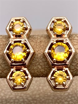 *Серьги иск Цитрин арт. 02-1595/0КЦ6-06-554 вес 3,61 г - фото 317509