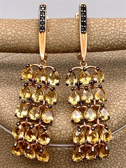 *Серьги Цитрин Черная Шпинель арт. 02-2528/00ЦТ-67-609 вес 6,61 г - фото 317538 *Серьги Цитрин Черная Шпинель арт. 02-2528/00ЦТ-67-609 вес 6,61 г - фото 317538