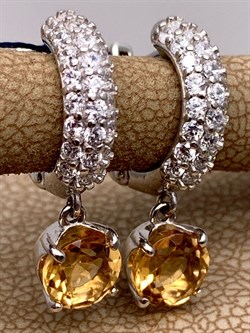 *Серьги Конго Цитрин арт. 02-1664/00ЦТ-00-565 вес 3,82 г - фото 317591