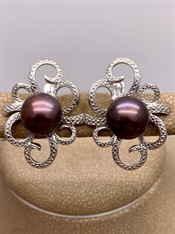 *Серьги Шоколадный Жемчуг д.9*9,5мм арт. 2.0369.0.b-474 Вес 6,73 г - фото 317699