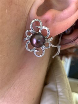 *Серьги Шоколадный Жемчуг д.9*9,5мм арт. 2.0369.0.b-474 Вес 6,73 г - фото 317701