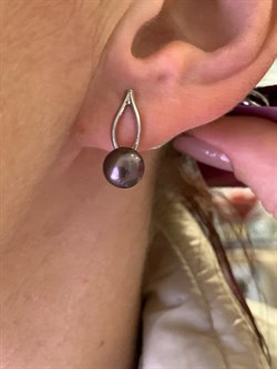 *Серьги Черный Жемчуг д.7,5*8мм арт. 2.0320.0.b-691 Вес 3,04 г - фото 317717 *Серьги Черный Жемчуг д.7,5*8мм арт. 2.0320.0.b-691 Вес 3,04 г - фото 317717