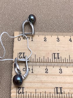 *Серьги Черный Жемчуг д.7,5*8мм арт. 2.0320.0.b-691 Вес 3,04 г - фото 317718 *Серьги Черный Жемчуг д.7,5*8мм арт. 2.0320.0.b-691 Вес 3,04 г - фото 317718