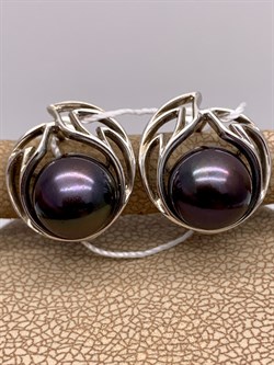 *Серьги Шоколадный Жемчуг д.9*10мм арт. 2.0682.0.b-222 Вес 6 г - фото 317745