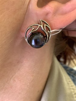 *Серьги Шоколадный Жемчуг д.9*10мм арт. 2.0682.0.b-222 Вес 6 г - фото 317747