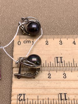 *Серьги Шоколадный Жемчуг д.9*10мм арт. 2.0682.0.b-222 Вес 6 г - фото 317750