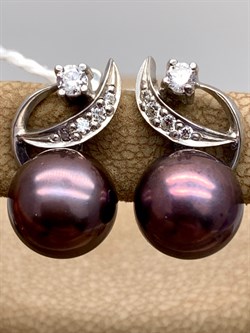 *Серьги Шоколадный Жемчуг д.9*9,5мм арт. 2.0479.0.b-661 Вес 4,99 г - фото 317789