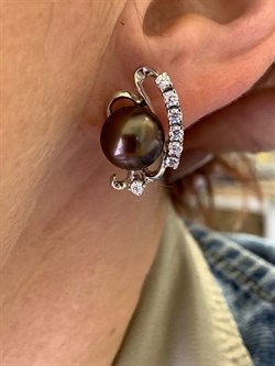 *Серьги Шоколадный Жемчуг д.10,5*11мм арт. 2.0289.0.b-485 Вес 7,54 г - фото 317806 *Серьги Шоколадный Жемчуг д.10,5*11мм арт. 2.0289.0.b-485 Вес 7,54 г - фото 317806