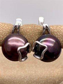 *Серьги Черный Жемчуг д.10,5*11мм арт. 2.0425.0.b-685 Вес 5,17 г - фото 317822 *Серьги Черный Жемчуг д.10,5*11мм арт. 2.0425.0.b-685 Вес 5,17 г - фото 317822